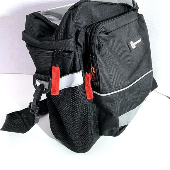Schwinn Bike Handlebar Pannier Black Hard Plastic Lined Reflective New - Picture 2 of 7